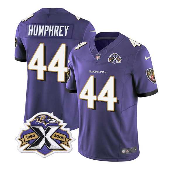 Men & Women & Youth Baltimore Ravens #44 Marlon Humphrey Purple 2023 F.U.S.E With Patch Throwback Vapor Limited Stitched Jersey
